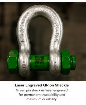 Laser-Engraved QR Code on Green-Pin Shackle